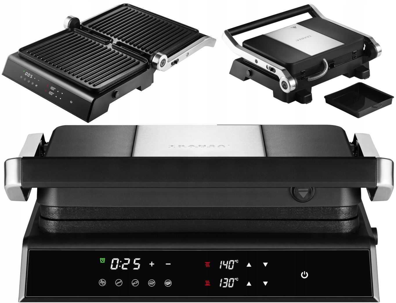 Kontaktný elektrický gril Transa Electronics DualPlate čierny 2200 W